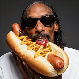 a hotdog mixed with the face of snoop dogg