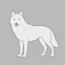 professional digital art of a full-body outline of a wolf, very simple, minimalist, no color, high quality, HD, 8K,