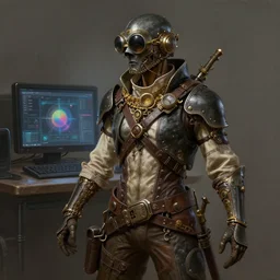 Steampunk PC Gamer, realistic painting, high definition, digital art, matte painting, very detailed, realistic