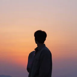 a figure gazes upon a beautiful and ethereal sunset by greg rutkowski