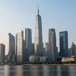 realistic futuristic city skyline, dslr photo