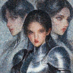 female warrior, lovely delicate face, sophisticated armor, close - up shots of faces, oil painting, passion, bravery, intricate armour costumes, light and shadow effects, intricate, digital painting, art station, concept art, cold tones, sharp focus, morandi color scheme, sharply shaped, illustration, art by makoto shinkai and lois van baarle