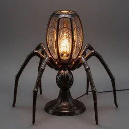 A table lamp in the shape of a spider, highly detailed, intricate mesh patterns, sharp focus, interior design art by Artgerm and Greg Rutkowski and WLOP