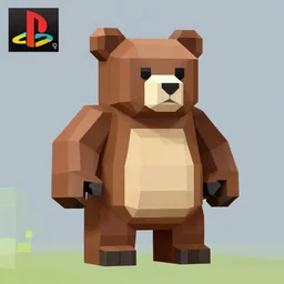 image of an rpg bear enemy with low poly playstation 1 graphics, upscaled to high resolution