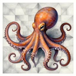 portrait of a colorful octopus by beksinski!!, michaelangelo!, mc escher tessellation, artstation