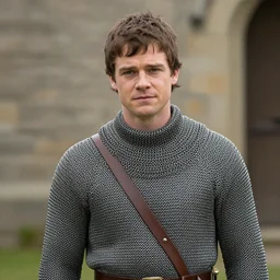 a photo of Michael Cera as a wimpy squire, chainmail,