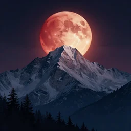 mountain during blood moon, digital art, concept art