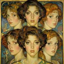 an art nouveau, ( streamline moderne ), multi - ethnic and multi - racial portrait in the style of charles dulac and donato giancola and anna dittmann. very large, clear, expressive, and intelligent eyes. symmetrical, centered, ultrasharp focus, dramatic lighting, photorealistic digital matte painting, intricate ultra detailed background.