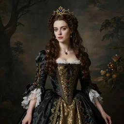 gothic princess in baroque dress in a scenic environment. by henriette ronner