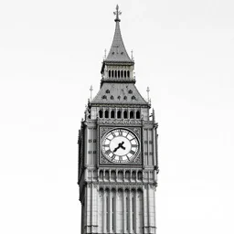 a black and white photo of a clock tower, a wireframe diagram by baioken eishun, cg society, ascii art, dye - transfer, black background, ue 5