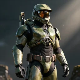 master chief in the style of Yoji Shinkawa