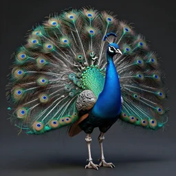 an uncut overdetailed fullbody portrait shot of a streamline designed biomechanical peacock by subjekt zero. complementary colors. polished. heavy machinery influence. reminds to artwork by nicopsyart for noise poison festival. heavily stylized by subjekt zero.