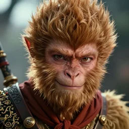 hyperrealistic highly detailed portrait of witty sun wukong smirking sharp concept art wayne barlowe hannah yata cinematic lighting 8k low angle shallow depth of field