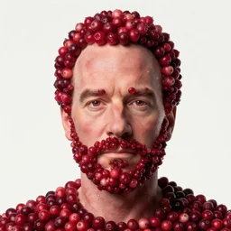 portrait of bryan cranston's face made of cranberries, cranberry statue, studio light, bloom, detailed face, magazine, press, photo, steve mccurry, david lazar, canon, nikon, focus