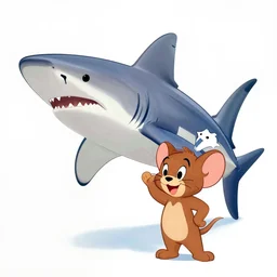 photo of a hybrid between a megamouth shark and tom from tom and jerry