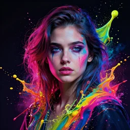 splashes of neon, portrait made out of paint, trending on artstation, epic composition, emotional, beautiful, rendered in octane, unreal engine, highly detailed, realistic, comic book art