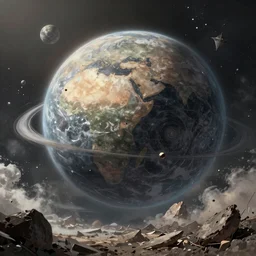 A planet being destroyed, dreamscape, dramatic lighting, fantasy art illustration, trending on artstation, Aetherpunk