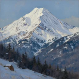 snow mountain, cinematic shot, oil painting by jama jurabaev, extremely detailed, brush hard, artstation, for aaa game, high quality, brush stroke