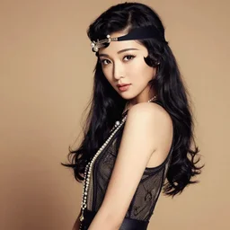beautiful young woman, long black hair, thin eyebrows, flapper, 1 9 2 0's, vintage, short, betty boop