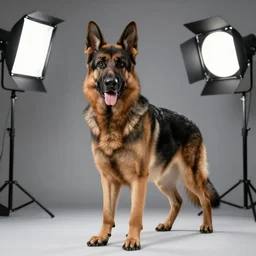 german shepherd, studio lighting