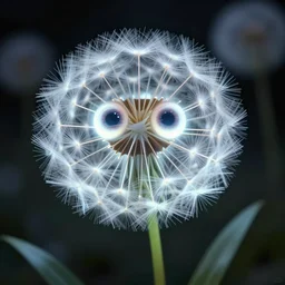 a glowing humanoid figure dandelion monster with large glowing eyes, highly detailed, digital art, sharp focus, trending on art station, artichoke, anime art style
