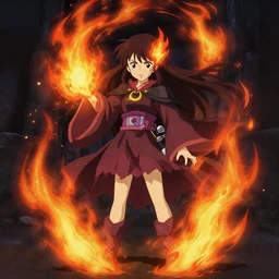 full body portrait of annie, a small mage, immense pyromaniac power, causes strangeness with her fire magic, loseup at the faces, finely detailed features, gapmoe yandere grindark, trending on pixiv fanbox, painted by greg rutkowski makoto shinkai takashi takeuchi studio ghibli, akihiko yoshida