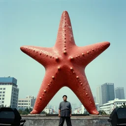 humanoid kaiju starfish creature looming over 1 9 8 0 s pyongyang, cinematic korean thriller produced by kim jong - il, 1 9 5 0 s, kodachrome, cooke varotal 2 0 - 1 0 0 t 3. 1