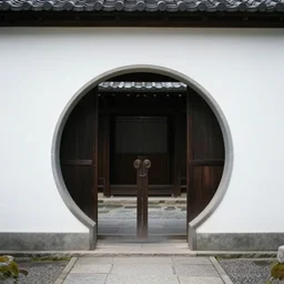 circular!!!!!!!!!!!! gate in a white wall that leads into darkness. japanese architecture. fantasy. elegant. detailed. smooth. sharp focus. trending on arstation. artist greg rutkowski.