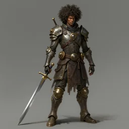 a man dressed in armor and holding a sword, concept art by senior character artist, featured on cgsociety, afrofuturism, concept art, apocalypse art, steampunk
