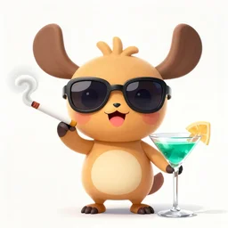a beautiful render of jigglypuff wearing sunglasses, holding a cigarette and a martini