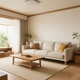 japanese livingroom photorealistic, super realistic, comfy, render, 3 d