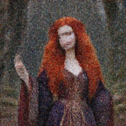 photograph of a real-life beautiful red witch with ornate robes.  Extremely detailed. 8k