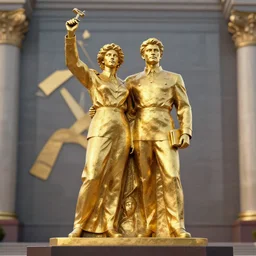 portrait of ussr gold statue, 8 k uhd, unreal engine, octane render in the artstyle of finnian macmanus, john park and greg rutkowski