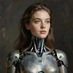 portrait of a beautiful female cyborg