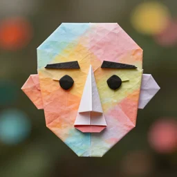 human face in origami!!, ( colorful ) macro photo 5 dmk 2, bokeh