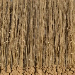 a wall of sunlit dried mud and caked reeds