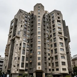 a giant brutalist palace built in brutalism architecture, diverse unique building geometry full of shapes and corners, photography