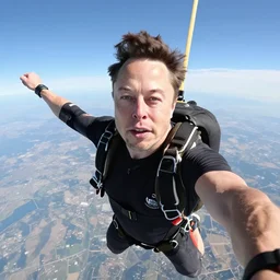 a selfie taken by Elon Musk while doing skydiving