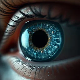 a hyper - detailed render of a human eye, the iris of the eye is made of galaxies, macro photography, space, 4 k, soft lighting, trending on artstation,