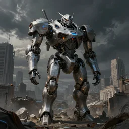 Alchemy mech robot gloomy city. By Konstantin Razumov, highly detailded