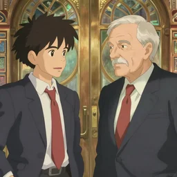bernie sanders meets eugene debs, anime, cinematic, art deco, semi - realistic anime, award winning, masterpiece, style of studio ghibli, makoto shinkai, trending on pixiv, 8 k