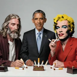 Obama and Jesus passing joints around by Beeple and Andy Warhol; 4K; 8K