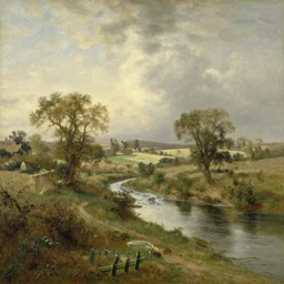 ‘ a painting of a pastoral country landscape with a river by john constable ’