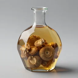 A sample of unprocessed liquid erchius in a hexagonal storage flask. 4k render.