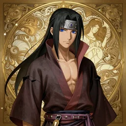 Itatchi Uchiha, fantasy, intricate, elegant, highly detailed, digital painting, artstation, concept art, matte, sharp focus, illustration, art by Artgerm and Greg Rutkowski and Alphonse Mucha