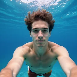 underwater selfie from a brown haired male lifeguard. Kuvshinov ilya. Richard Brooks