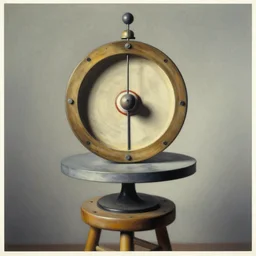 a spinning wheel sitting on top of a stool, a surrealist sculpture by marcel duchamp, archival pigment print, 1 9 1 4, conceptual art, artwork, academic art, surrealist