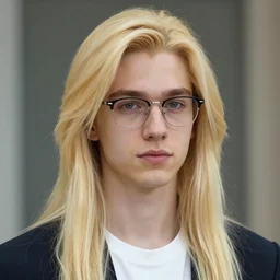 picture of my friend ty ( he has long hair and glasses and is white and blond and has zits on his forehead and is clean shaven and young ) in the style of rwby ice queendom