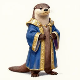 master furry artist pastel lines full body portrait character study of the anthro male anthropomorphic otter fursona animal person wearing royal robes