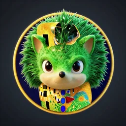 behance hd, 3 d head of green hedgehog, cgsociety, symmetrical logo, art style by klimt and nixeu and ian sprigger and wlop and krenz cushart, pop surrealism